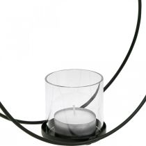 Dekorativ ring lanterne metall lysestake svart Ø28,5cm