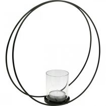 Dekorativ ring lanterne metall lysestake svart Ø35cm