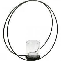 gjenstander Dekorativ ring lanterne metall lysestake svart Ø35cm