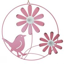 gjenstander Dekorring metall hengende dekorasjon blomster rosa Ø30cm 2stk