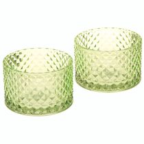 gjenstander Dekorativ skål glass telysholder grønn retro Ø10,5cm 2stk