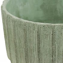 Dekorskål grønn keramikk retro stripet Ø20cm H11cm