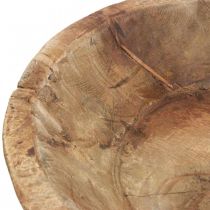 Dekorativ skål i tre rund Ø41-50cm H9,5-11,5cm Naturlig