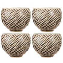 gjenstander Dekorskål Keramisk Spiraldekor Beige Brun Ø9cm 4stk