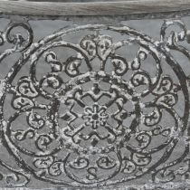 gjenstander Dekorativ bolle i metall, ovalt mønster, grå, 25,5/29/34,5 cm, sett med 3
