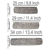 gjenstander Dekorativ bolle i metall, ovalt mønster, grå, 25,5/29/34,5 cm, sett med 3