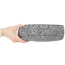 gjenstander Dekorativ bolle i metall, ovalt mønster, grå, 25,5/29/34,5 cm, sett med 3