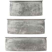 gjenstander Dekorativ metallskål oval grå L22,5/19,5/16cm sett med 3