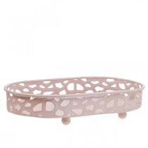 Dekorativ skål Oval skål med føtter borddekor rosa 30×18cm