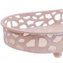 gjenstander Dekorativ skål Oval skål med føtter borddekor rosa 30×18cm