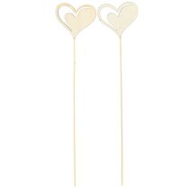 gjenstander Dekorative plugghjerter rød hvit tredekor 7,5×6,5cm 12 stk