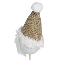gjenstander Dekorativ plugg nisse julehvit brun 4x11cm 4 stk