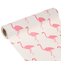 gjenstander Dekorativt stoff flamingo hvit-rosa 30cm x 3m