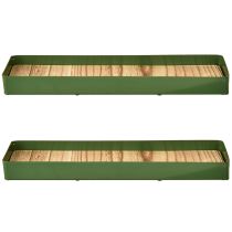 gjenstander Dekorativt brett i metall, tre, metallbrett, grønn, 35,5 × 11 × 3 cm, 2 stk.