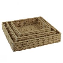 gjenstander Dekorativt brett firkantet kurv metall naturlig 30/25/20 cm sett med 3