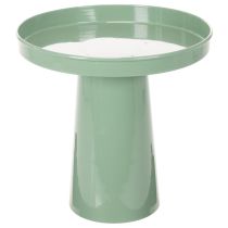 gjenstander Dekorativ metallplate, grønn, rund bunn, brett for blomsterarrangementer, 20 cm