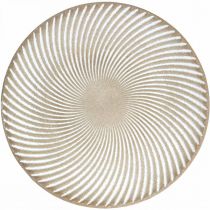 Dekorativ tallerken rund hvit brun rille borddekor Ø35cm H3cm