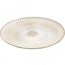 gjenstander Dekorativ tallerken rund hvit brun rille borddekor Ø40cm H4cm