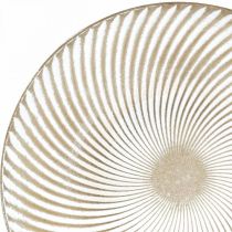 Dekorativ tallerken rund hvit brun rille borddekor Ø40cm H4cm