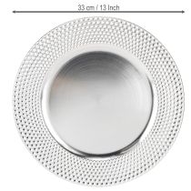 gjenstander Dekorplate rund plast dekorative plate sølv Ø33cm
