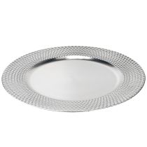 gjenstander Dekorplate rund plast dekorative plate sølv Ø33cm