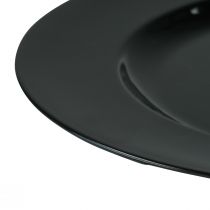 gjenstander Dekorativ tallerken svart flat blank plast Ø28cm H2cm