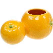 Dekorativ pott oransje keramisk vase sitrusfrukter sommerdekorasjon