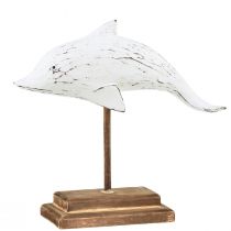 gjenstander Delfindekor Albasia Maritime tredekor hvit 28×6,5×26cm