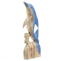 gjenstander Delfinfigur maritim tredekor håndskåret blå H59cm