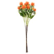 gjenstander Kunstig oransje saflor som kunstig blomst til vaser og dekorasjon, 55 cm, 4 stk.