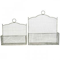 gjenstander Trådkurv, veggkurv, plantekurv Shabby Chic L38/32cm sett med 2