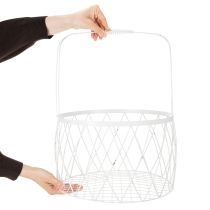 gjenstander Trådkurv med håndtak, hvitt metall, Ø25/30/35 cm, sett med 3