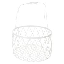 gjenstander Trådkurv med håndtak, hvitt metall, Ø25/30/35 cm, sett med 3