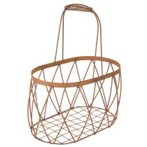 gjenstander Oval trådkurv med håndtak, hagedekorasjon, rustfinish, 30/25 cm, sett med 2