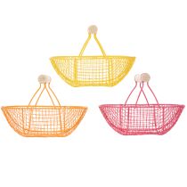 gjenstander Trådkurv med trehåndtak. Praktisk design. Ideell for vårdekorasjoner, hjem og kontor. 17 cm, 6 deler.