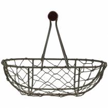 gjenstander Oval trådkurv med håndtak, grå, 17 × 11 cm, H15 cm, 2 stk.