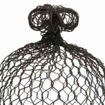 gjenstander Dekorativ bjelle av metall, klatrehjelp, wirehette brun, patina H50/41cm Ø30/25cm, sett med 2
