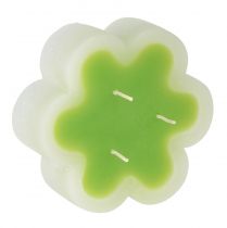 gjenstander Tre-veke lys grønn hvit form blomst Ø11,5cm H4cm