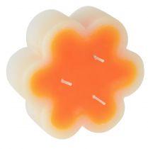 gjenstander Tre-veke lys hvit oransje i form av en blomst Ø11,5cm H4cm