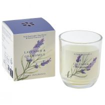 gjenstander Duftlys i et glass lavendel kamillekrem Ø7,5cm H8,5cm
