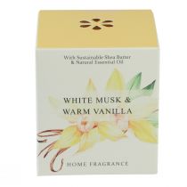 gjenstander Duftlys i glass, vanilje og hvit musk, 3 timer, H8,5 cm