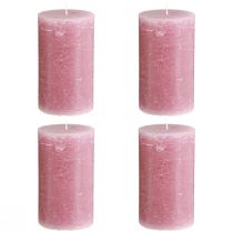 gjenstander Støvete rose-søylelys 70 × 120 mm, gjennomfarget, sett med 4, dekorative lys til bryllup og hjem