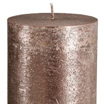 gjenstander Ensfargede kobbersøylelys, 85 mm x 200 mm, sett med 2 - lang brennetid, festlig metallisk design for dekorasjon