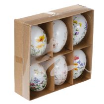 gjenstander Påskeegg med vår- og blomstermotiver, påskedekorasjon av høy kvalitet, 6 cm, 6 stk.