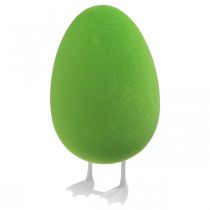 Påskeegg med føtter dekorativ egggrønn flokket Utstillingsvindudekor påske H25cm