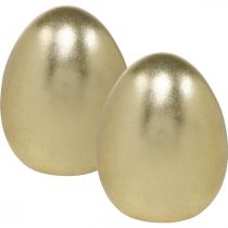Gyldent pynteegg, pynt til påske, keramisk egg H13cm Ø10,5cm 2stk