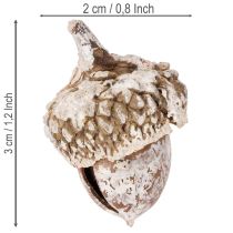 gjenstander Eikenøtter, naturprodukt til dekorasjon, hvitkalkede, 1-3 cm, 300 g