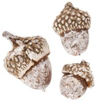 gjenstander Eikenøtter, naturprodukt til dekorasjon, hvitkalkede, 1-3 cm, 300 g