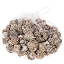 gjenstander Eikenøtter, naturprodukt til dekorasjon, hvitkalkede, 1-3 cm, 300 g