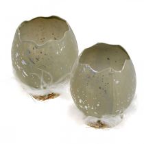 gjenstander Egg til pynt, påske, deco egghalvdel, vårpynt Ø8cm H10cm grå, sølv 4stk
